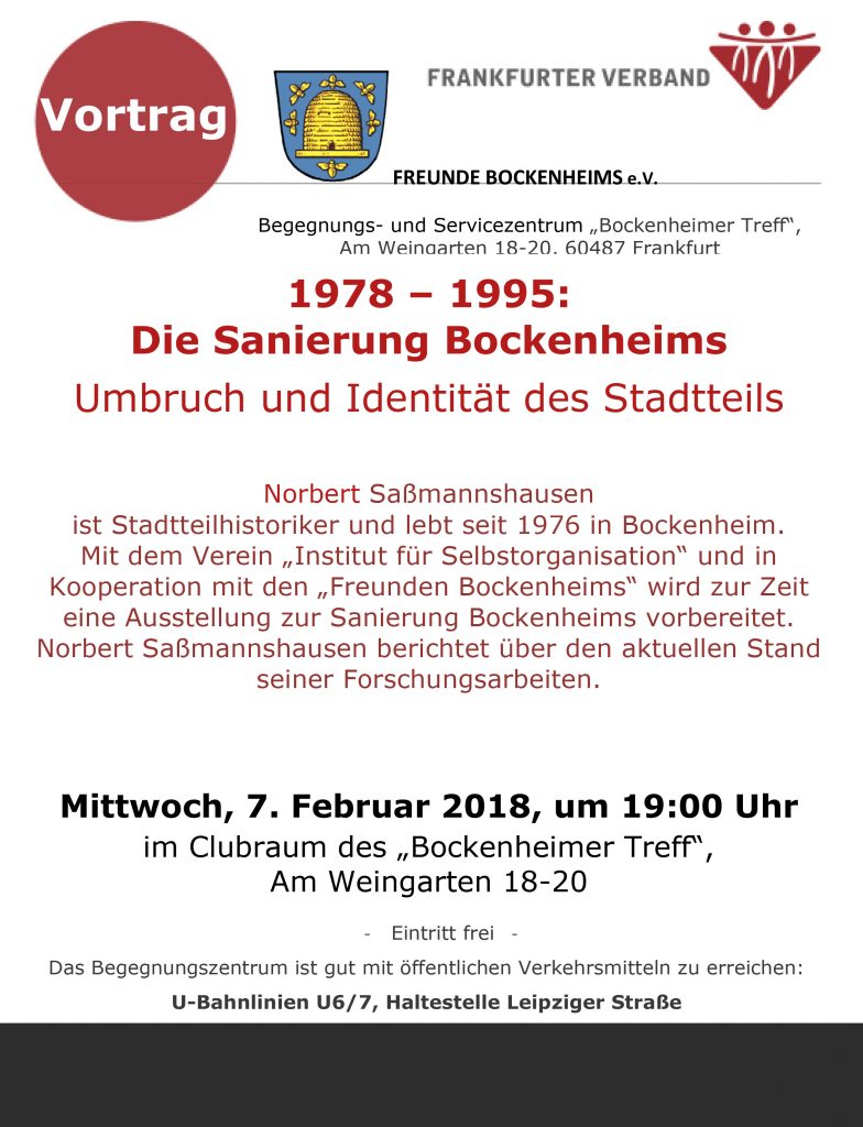 7. Febr. 2018: Vortrag „Die Sanierung Bockenheims“